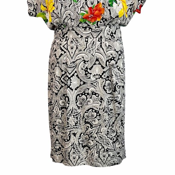 Richie Freeman For Teri Jon Silk Floral & Paisley Print Dress Midi Length Sz 10 - Picture 10 of 16